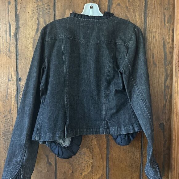 INC Womens Cotton Jean Blazer Jacket size‎ Small Black Ruffled - Picture 6 of 7